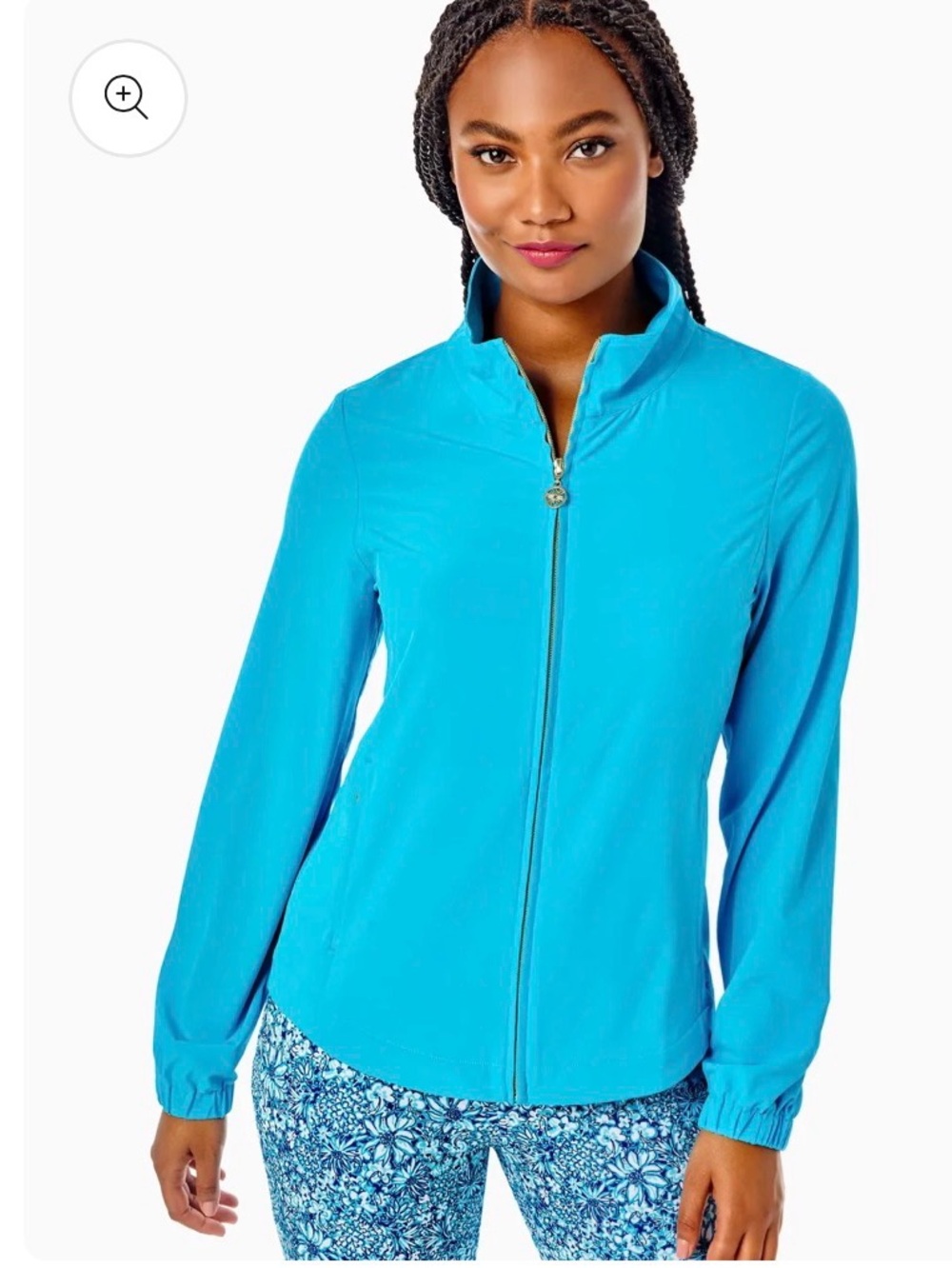 Lilly Pulitzer Luxletic Sanya Performance Jacket Cumulus Blue Athleisure XS
